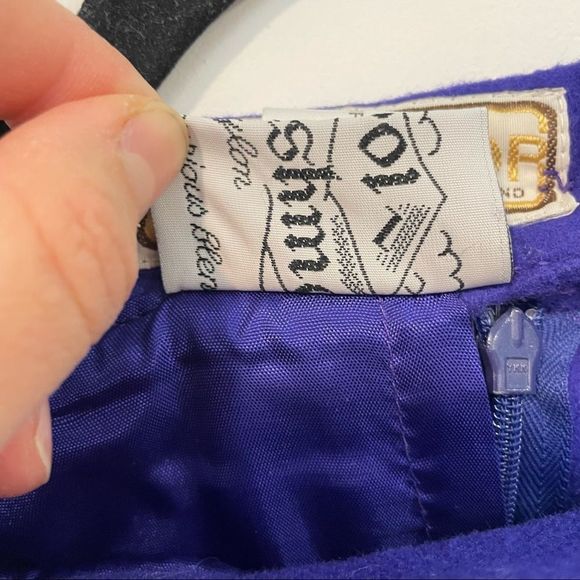 Vintage Royal Blue Cache D’or Pencil Skirt side pockets Wool Cashmere England - Picture 3 of 9